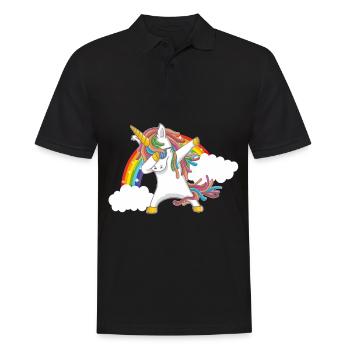 dabbing unicorn einhorn regenbogen - Männer Poloshirt - Schwarz - Vorne - Kai (181cm)