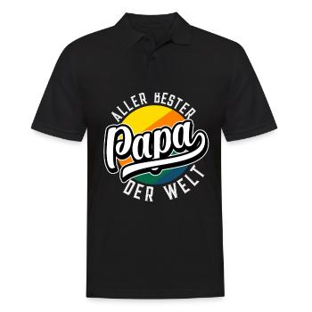 Vatertag bester Papi Papa Vater der Welt - Männer Poloshirt - Schwarz - Vorne - Kai (181cm)