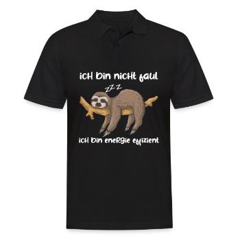 Faultier Spruch Ich Bin Nicht Faul Ich bin Energie - Männer Poloshirt - Schwarz - Vorne - Kai (181cm)