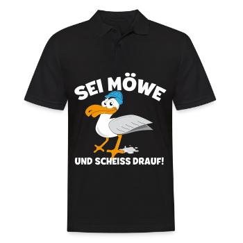 Sei Möwe und scheiss Drauf T-Shirt Männer Frauen - Männer Poloshirt - Schwarz - Vorne - Kai (181cm)