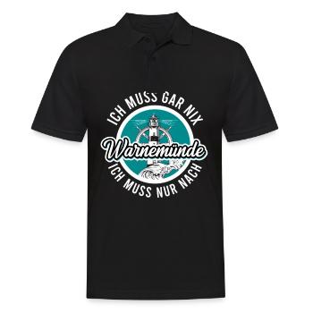 Warnemünde - Männer Poloshirt - Schwarz - Vorne - Kai (181cm)