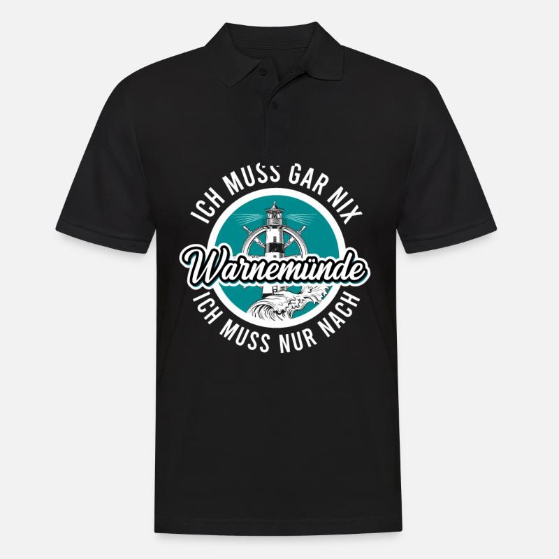 Warnemünde - Männer Poloshirt - Schwarz