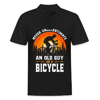 Radfahrer Fahrrad Alter Mann Rentner - Männer Poloshirt - Schwarz - Vorne - Kai (181cm)