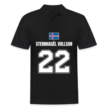 Fußball Island Sauf Trikot Sternhagel Vollson 22 - Männer Poloshirt - Schwarz - Vorne - Kai (181cm)