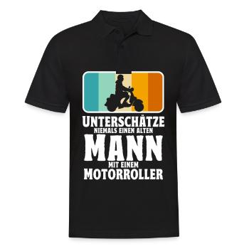 Rollerfahrer Geschenke Motorroller Scooter - Männer Poloshirt - Schwarz - Vorne - Kai (181cm)