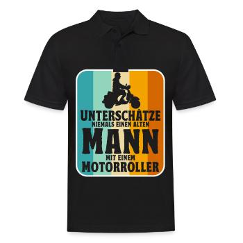 Rollerfahrer Geschenke Motorroller Scooter - Männer Poloshirt - Schwarz - Vorne - Kai (181cm)