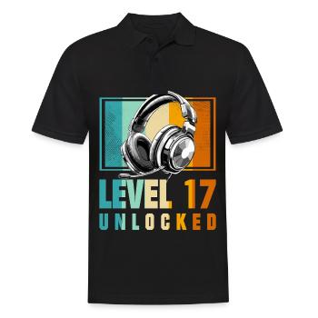 17. Geburtstag Junge Video Gamer Level 17 Unlocked - Männer Poloshirt - Schwarz - Vorne - Kai (181cm)