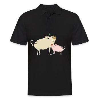 unicorn pigs - sau cool unicorn piggy - Men's Polo Shirt - black - Front - Kai (181cm)