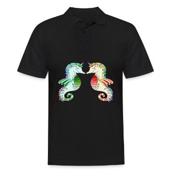 hippocampe amour - hippocampe animal marin - Polo Homme - noir - Devant - Kai (181cm)