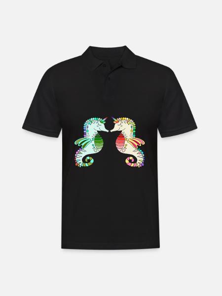 hippocampe amour - hippocampe animal marin - Polo Homme - noir