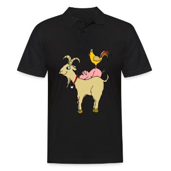 cochon et poulet de chèvre - Farmer friends friends - Polo Homme - noir - Devant - Kai (181cm)