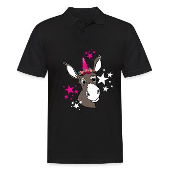 donkey unicorn - niedlicher Esel mit Einhorn - Männer Poloshirt - Schwarz - Vorne - Kai (181cm)