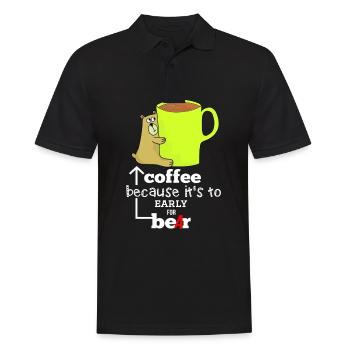 Coffee Bear - funny bear who loves coffee - Men's Polo Shirt - black - Front - Kai (181cm)