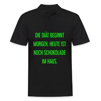 Die Diät beginnt morgen - Schokolade im Haus! - Männer Poloshirt - Schwarz - Vorne - Kai (181cm)
