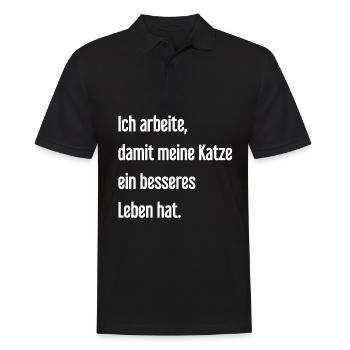 Für ein besseres Katzenleben arbeite ich! - Männer Poloshirt - Schwarz - Vorne - Kai (181cm)