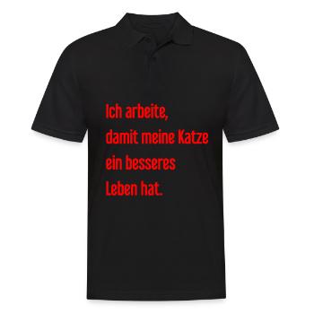 Für ein besseres Katzenleben arbeite ich! - Männer Poloshirt - Schwarz - Vorne - Kai (181cm)