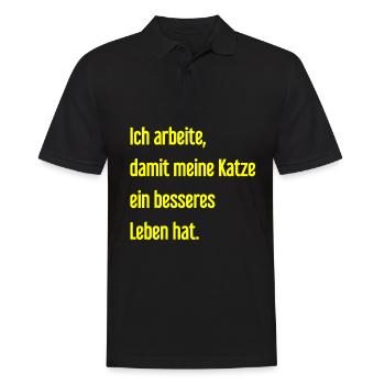 Für ein besseres Katzenleben arbeite ich! - Männer Poloshirt - Schwarz - Vorne - Kai (181cm)