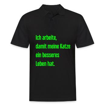 Für ein besseres Katzenleben arbeite ich! - Männer Poloshirt - Schwarz - Vorne - Kai (181cm)