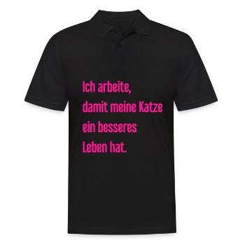 Für ein besseres Katzenleben arbeite ich! - Männer Poloshirt - Schwarz - Vorne - Kai (181cm)