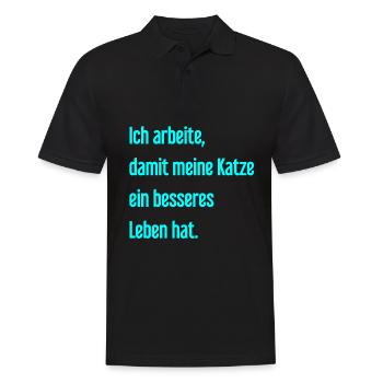 Für ein besseres Katzenleben arbeite ich! - Männer Poloshirt - Schwarz - Vorne - Kai (181cm)