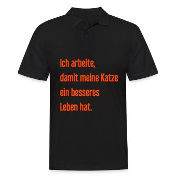 Für ein besseres Katzenleben arbeite ich! - Männer Poloshirt - Schwarz - Vorne - Kai (181cm)