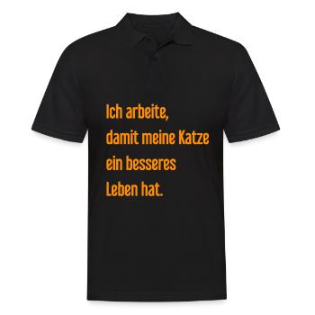 Für ein besseres Katzenleben arbeite ich! - Männer Poloshirt - Schwarz - Vorne - Kai (181cm)