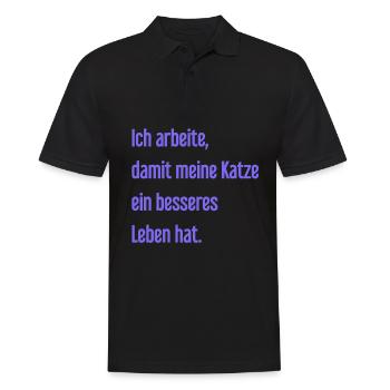 Für ein besseres Katzenleben arbeite ich! - Männer Poloshirt - Schwarz - Vorne - Kai (181cm)
