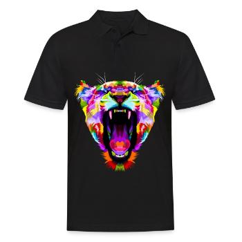Tiger Predator Big Cat Polygon Colorful Gift - Men's Polo Shirt - black - Front - Kai (181cm)