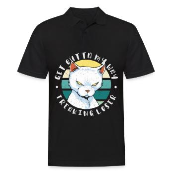Get outta my way freaking loser, Moody Cat - Men's Polo Shirt - black - Front - Kai (181cm)