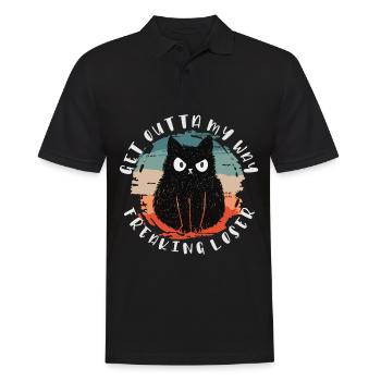 Get outta my way freaking loser, Moody Cat - Men's Polo Shirt - black - Front - Kai (181cm)