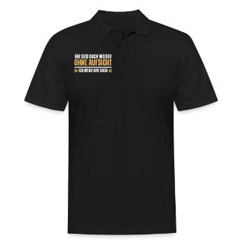 Ohne Aufsicht! Ich merk das doch. Lustiger Spruch - Männer Poloshirt - Schwarz - Vorne - Kai (181cm)