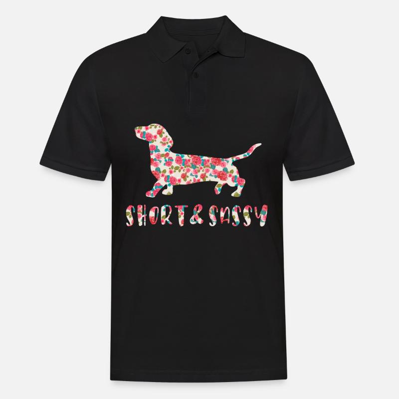 Petit teckel effronté fleuri - Polo Homme - noir