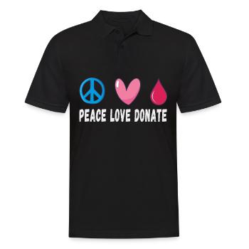 Peace Love Donate Blood Donation - Men's Polo Shirt - black - Front - Kai (181cm)