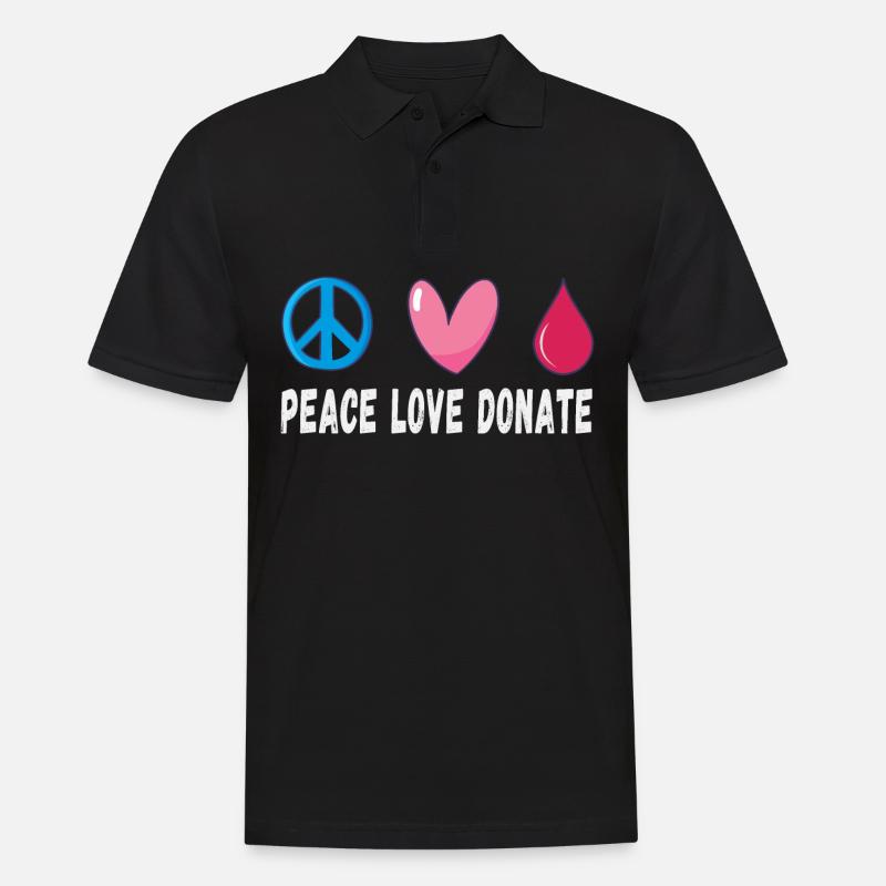 Friede Liebe Spende Blut - Männer Poloshirt - Schwarz