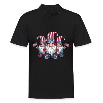 Gnomes patriotiques américains avec drapeau américain - Polo Homme - noir - Devant - Kai (181cm)
