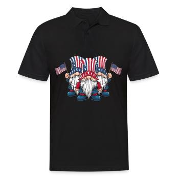 Gnomes patriotiques américains avec drapeau américain - Polo Homme - noir - Devant - Kai (181cm)