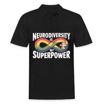 Neurodiversität ist meine Superkraft - Männer Poloshirt - Schwarz - Vorne - Kai (181cm)