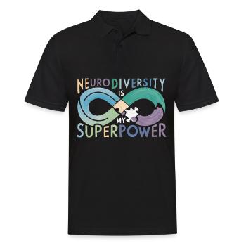 Neurodiversität ist meine Superkraft - Männer Poloshirt - Schwarz - Vorne - Kai (181cm)