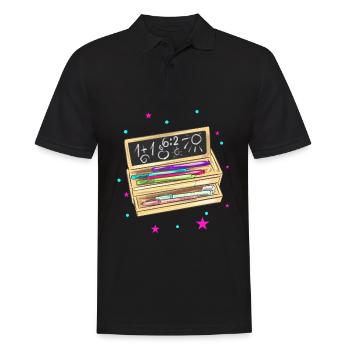 Schüleretui zur Einschulung - Männer Poloshirt - Schwarz - Vorne - Kai (181cm)