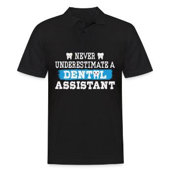 Unterschätze nie Zahnmedizinische Fachangestellte - Männer Poloshirt - Schwarz - Vorne - Kai (181cm)