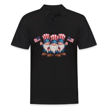 Gnomes patriotiques américains avec drapeau américain - Polo Homme - noir - Devant - Kai (181cm)