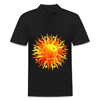 Aquarelle brossée peint soleil - Polo Homme - noir - Devant - Kai (181cm)