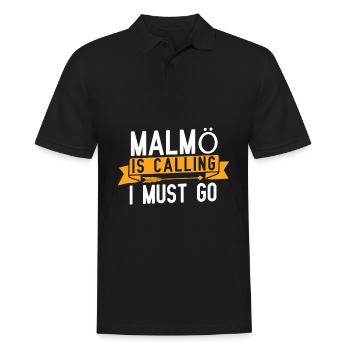 Malmö ruft und ich muss gehen - Männer Poloshirt - Schwarz - Vorne - Kai (181cm)