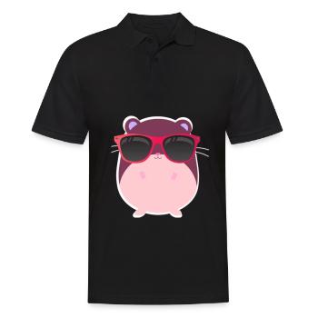 Rongeur drôle kawaii hamster cool - Polo Homme - noir - Devant - Kai (181cm)