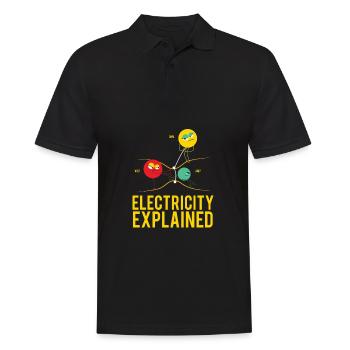 Electricity Explained Physik | Funny Lehrer Nerd - Männer Poloshirt - Schwarz - Vorne - Kai (181cm)