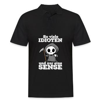 Sense Idioten Sensenmann Spruch lustig Humor - Männer Poloshirt - Schwarz - Vorne - Kai (181cm)
