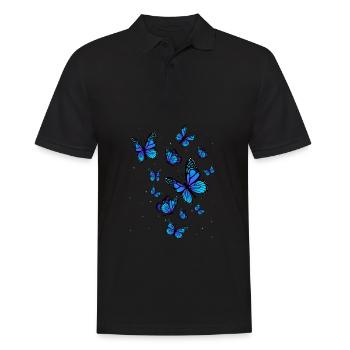 Blauer Schmetterling Kunst Garten Natur - Männer Poloshirt - Schwarz - Vorne - Kai (181cm)