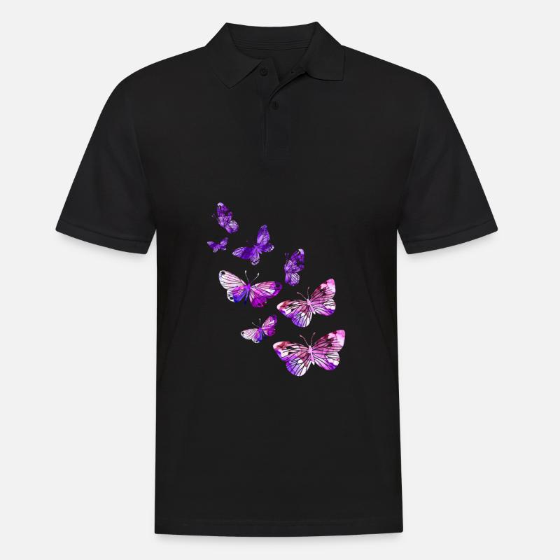 Schöner Schmetterling Mädchen lila - Männer Poloshirt - Schwarz