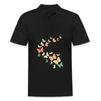 Papillons colorés papillons - Polo Homme - noir - Devant - Kai (181cm)