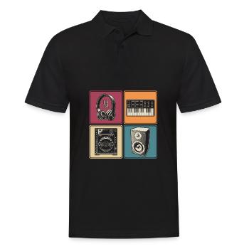 Modular Synthesizer Analog Headphones DJ Musician - Men's Polo Shirt - black - Front - Kai (181cm)